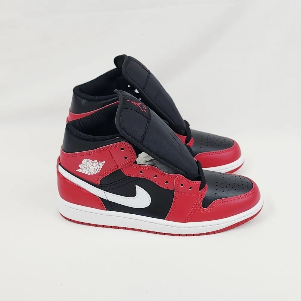 Air Jordan 1 Mid Sneakers Black/Gym Red/White